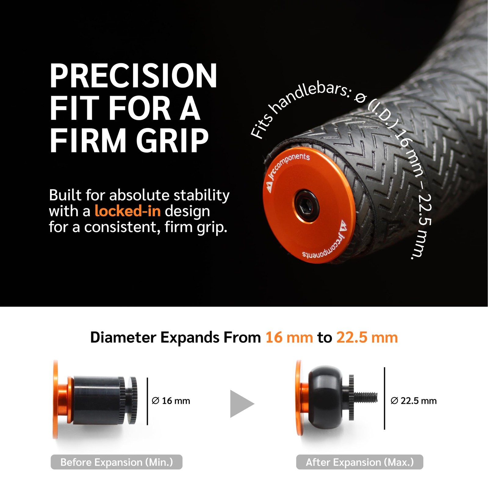 JRC Components Aluminum Min Diameter: 16mm,Max 22.5mm, Orange