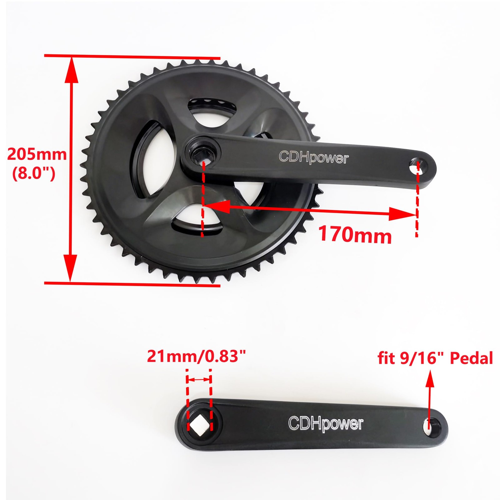 Double Speed Crankset 50T/34T Chainring 170mm Crank Arms Square Taper Crank Set