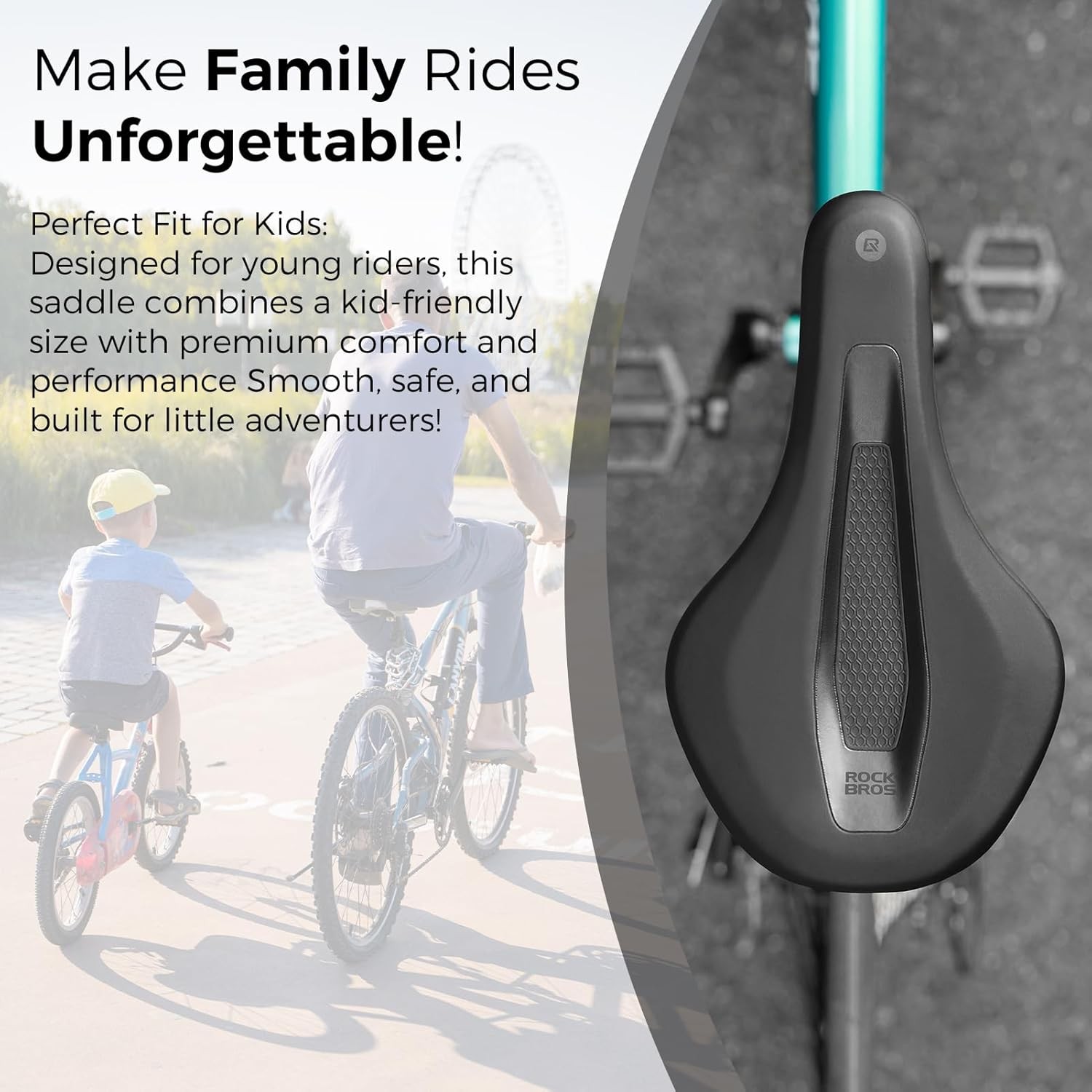 ROCKBROS Kids Bike Saddle Youth Bicycle Seat-3Zone Concept-Waterproof for 16-24″