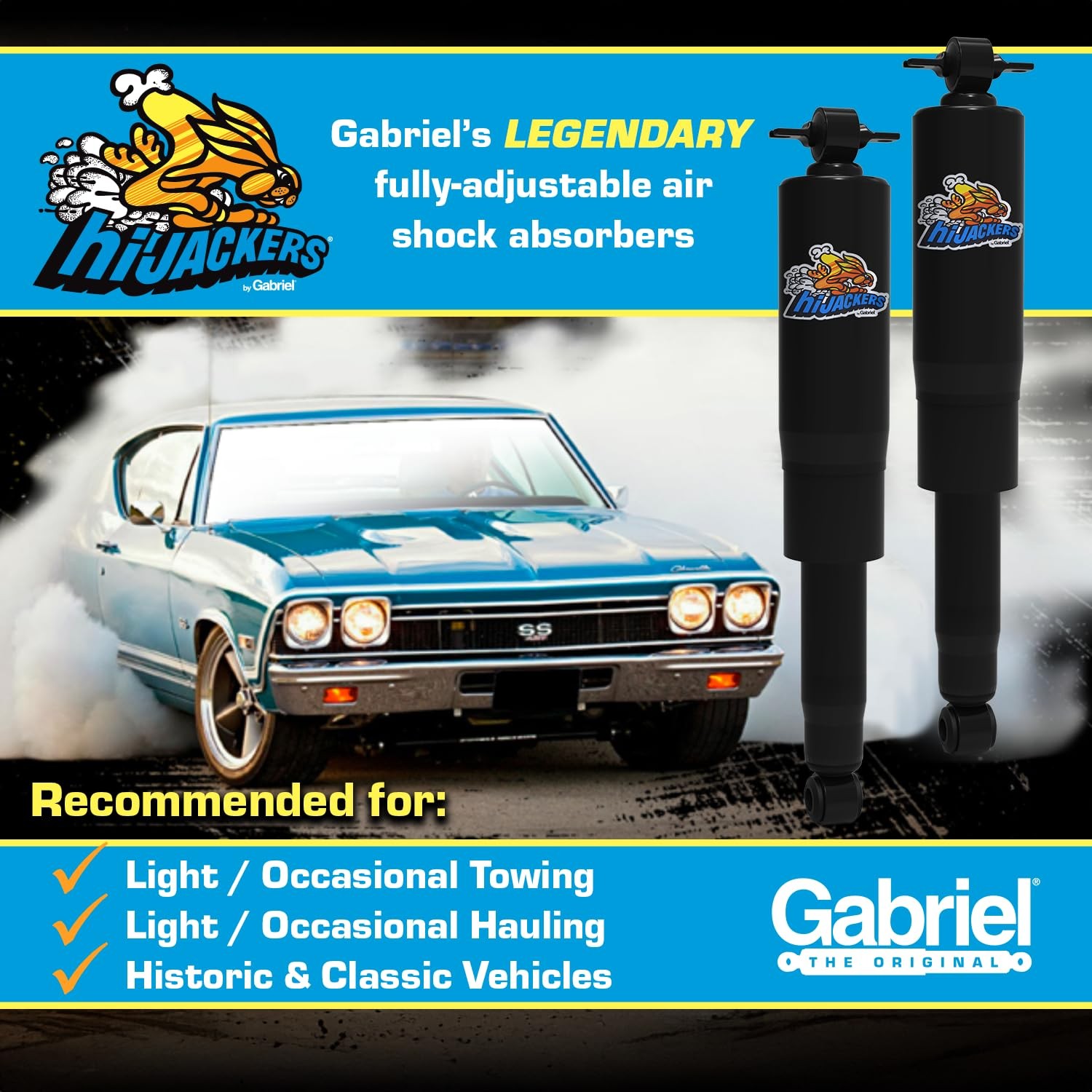 Gabriel HiJackers 49122 Adjustable Rear Air Shocks (Pair) fits 68-70 Cadillac El