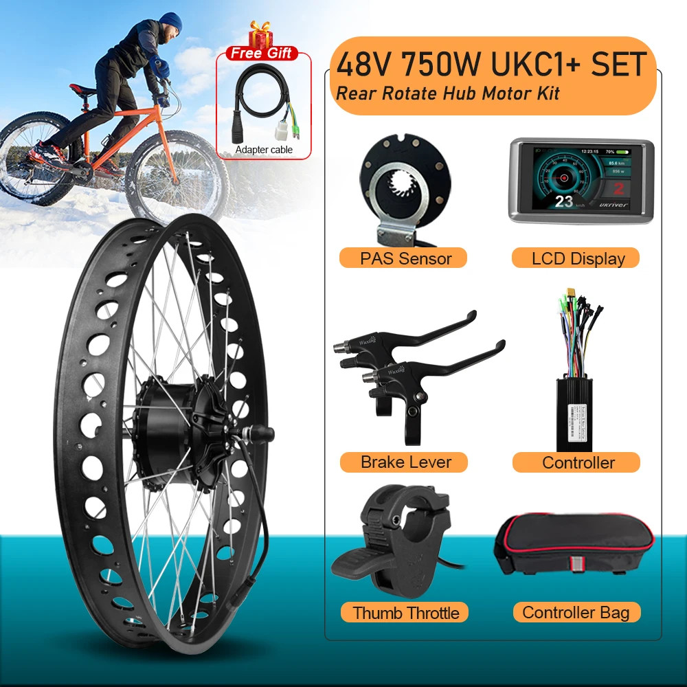 Electric Fat Bike 48V 750W 4.0 Rear Hub Motor Wheel Bike Conversion Kit 20/24/26