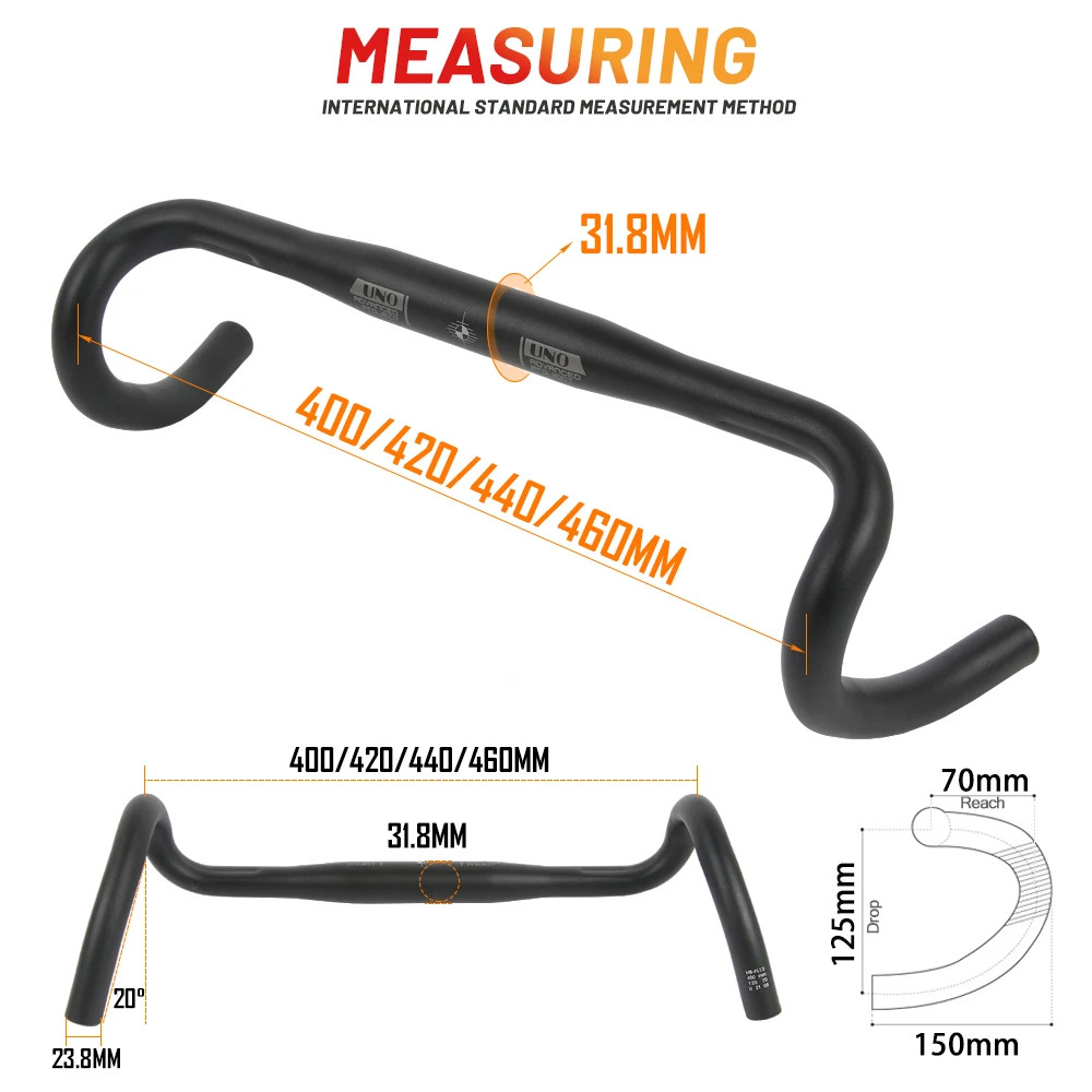 UNO FL12 Gravel Bike Handlebar 31.8mm Flared Drop Bar 400-460mm Aluminum Alloy