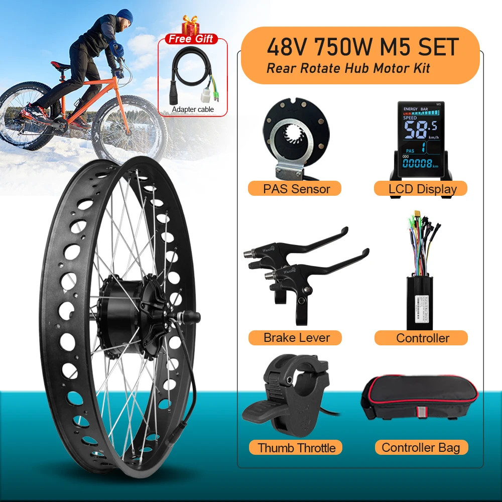 Electric Fat Bike 48V 750W 4.0 Rear Hub Motor Wheel Bike Conversion Kit 20/24/26