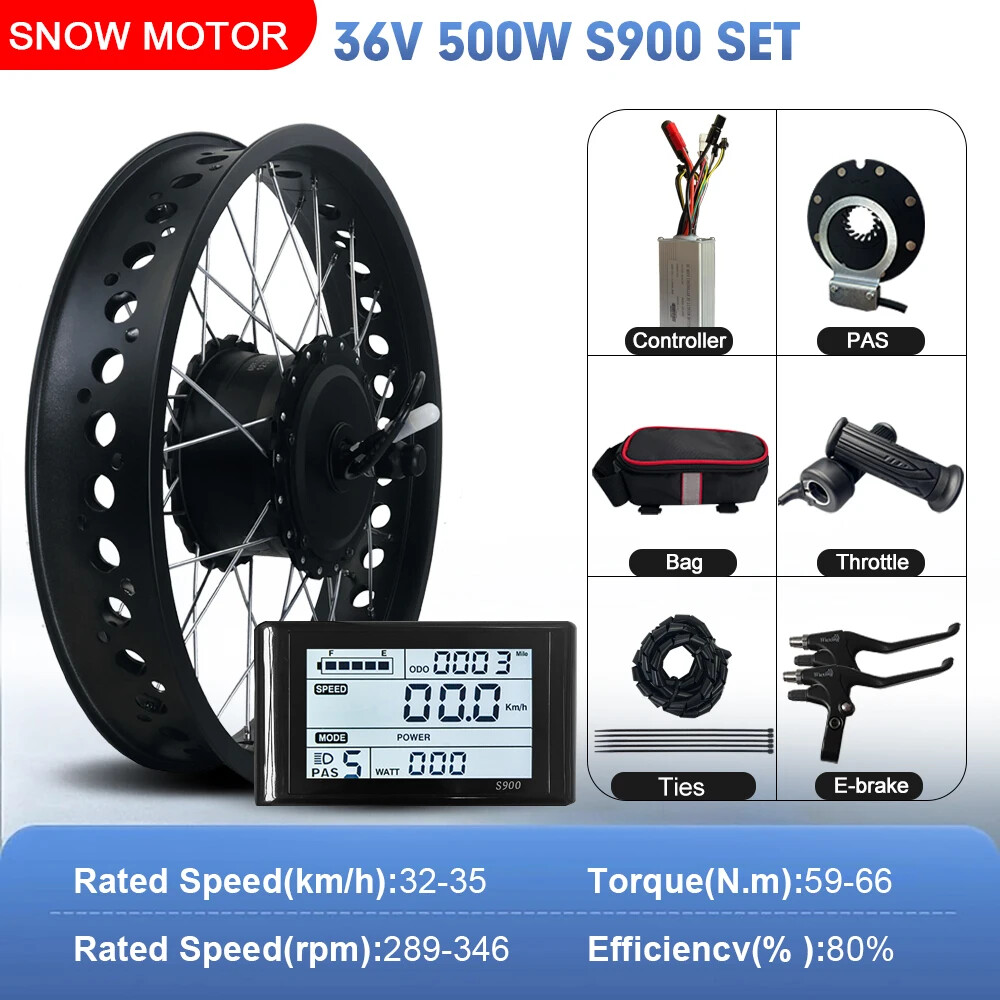 20/24/26In 36V 48V 500W Snow Ebike Fat Tire Brushless Gear Front Wheel Hub Motor