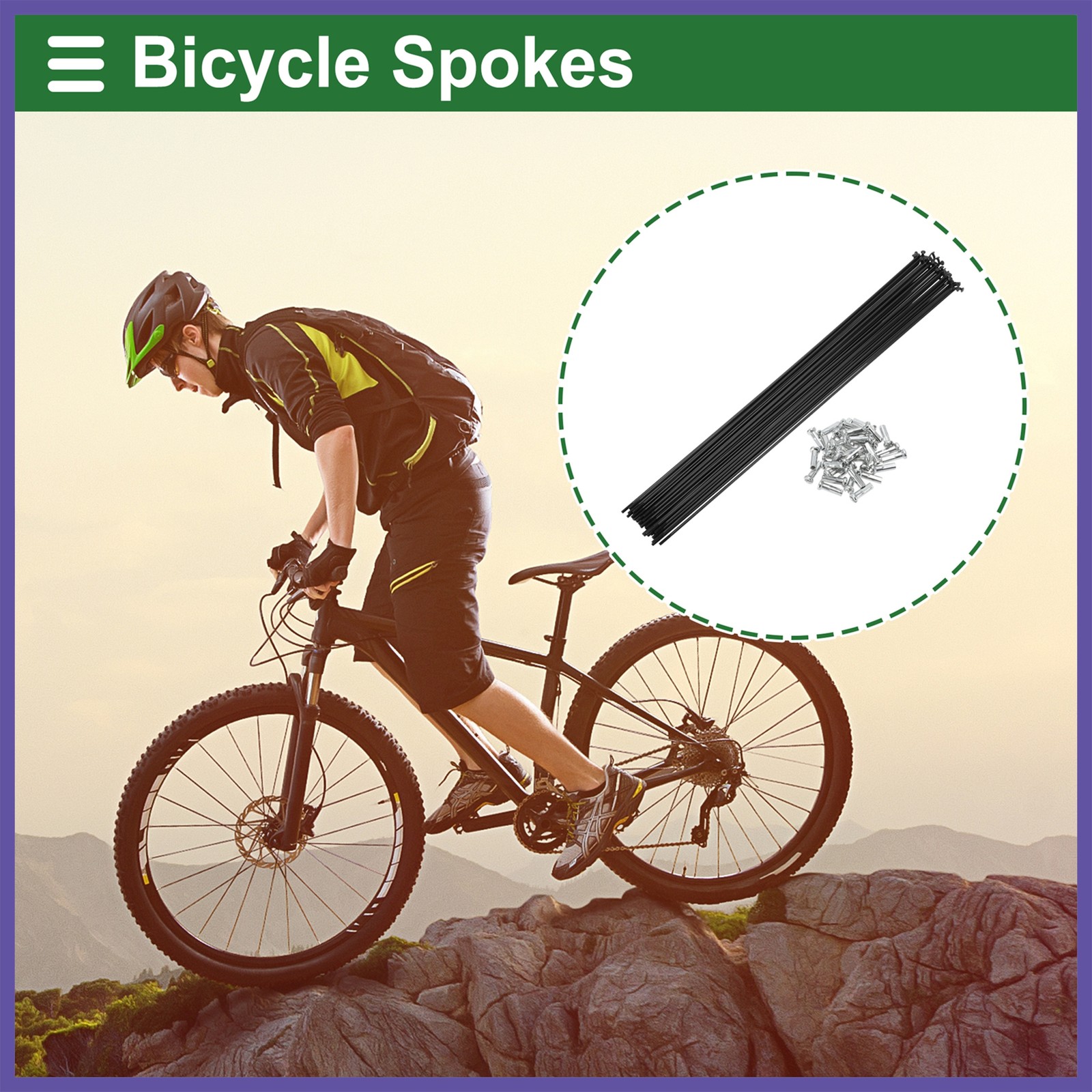 1 Set 14G 285mm Length Bicycle Spokes Nipple Black