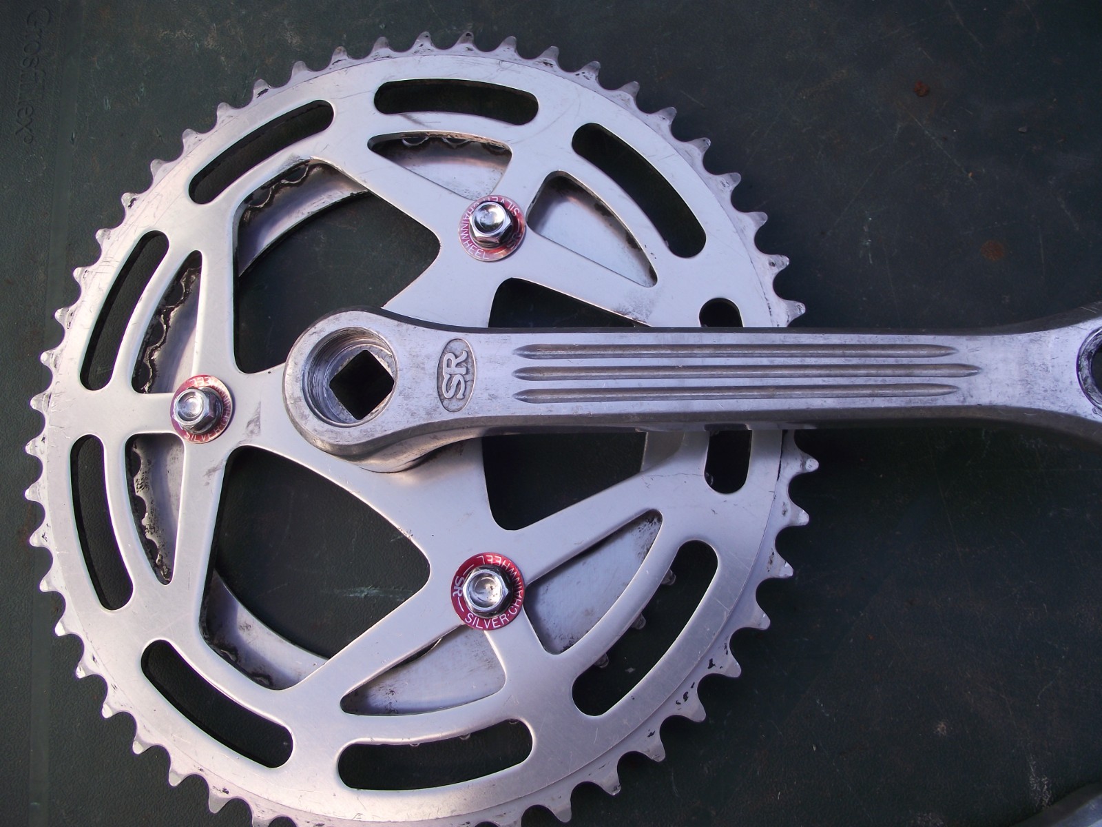SR Crankset 165mm Vintage Bike bicycle Square Taper Cranks double 52 40 silver