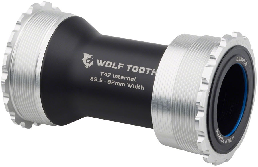 Wolf Tooth Bottom Bracket – T47 Inboard, 85.5/92mm, For 29mm Spindle, Raw Silver