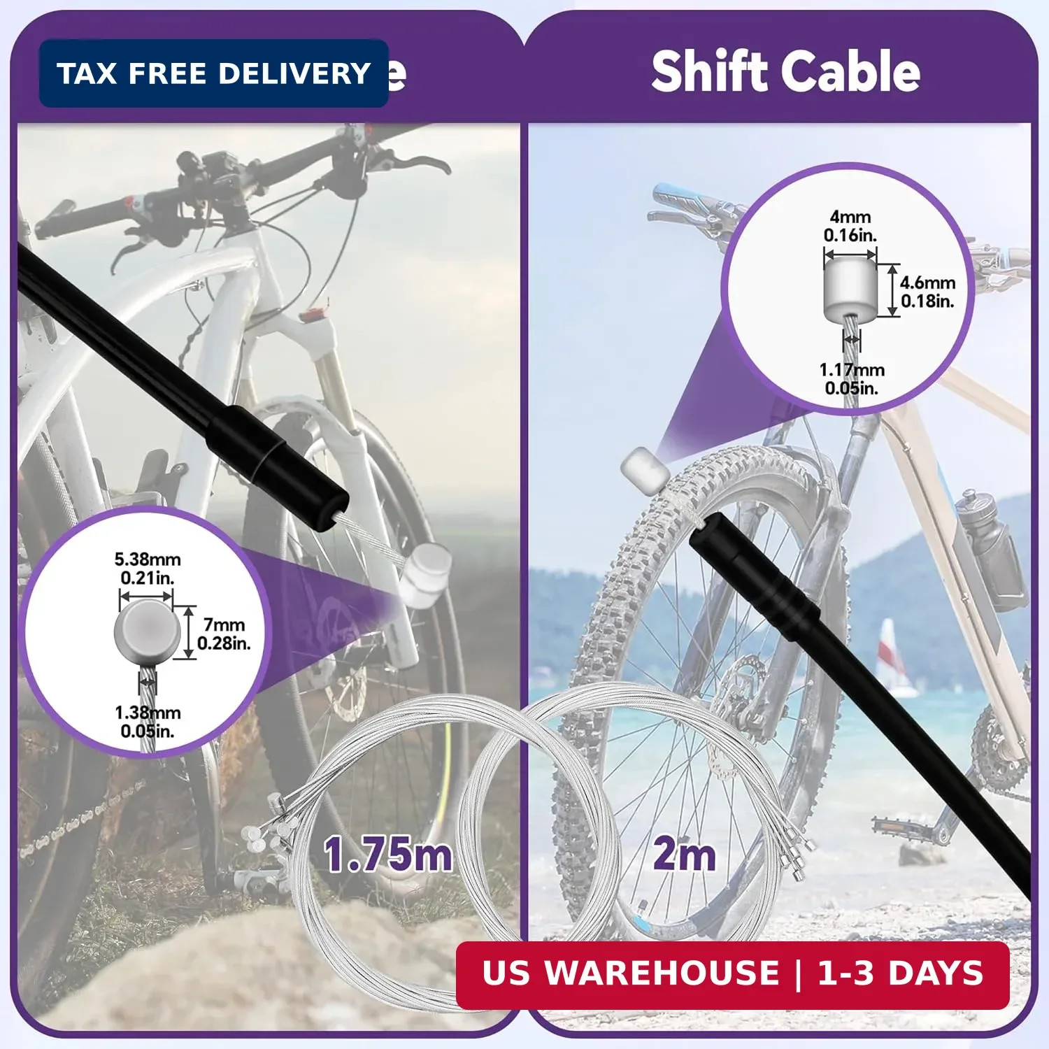 103PCS Universal Bike Brake Cable Kit with Stainless Steel Bike Cable Cutter, Bi