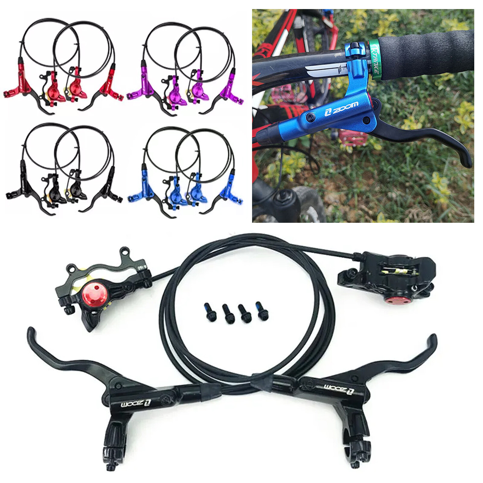 For Zoom HB875 Mountain E-Bike Cycle Hydraulic Disc Rotor Brake Set color