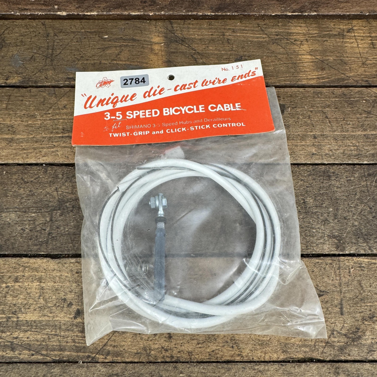 Vintage Cateye 3-5 Speed Derailleur Cable Set White Shimano Twist Grip NOS