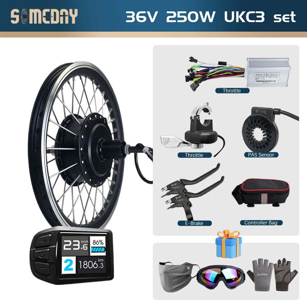 36V 48V 250W E-bike Conversion Kit Brushless Rear Cassette Hub Motor Wheel