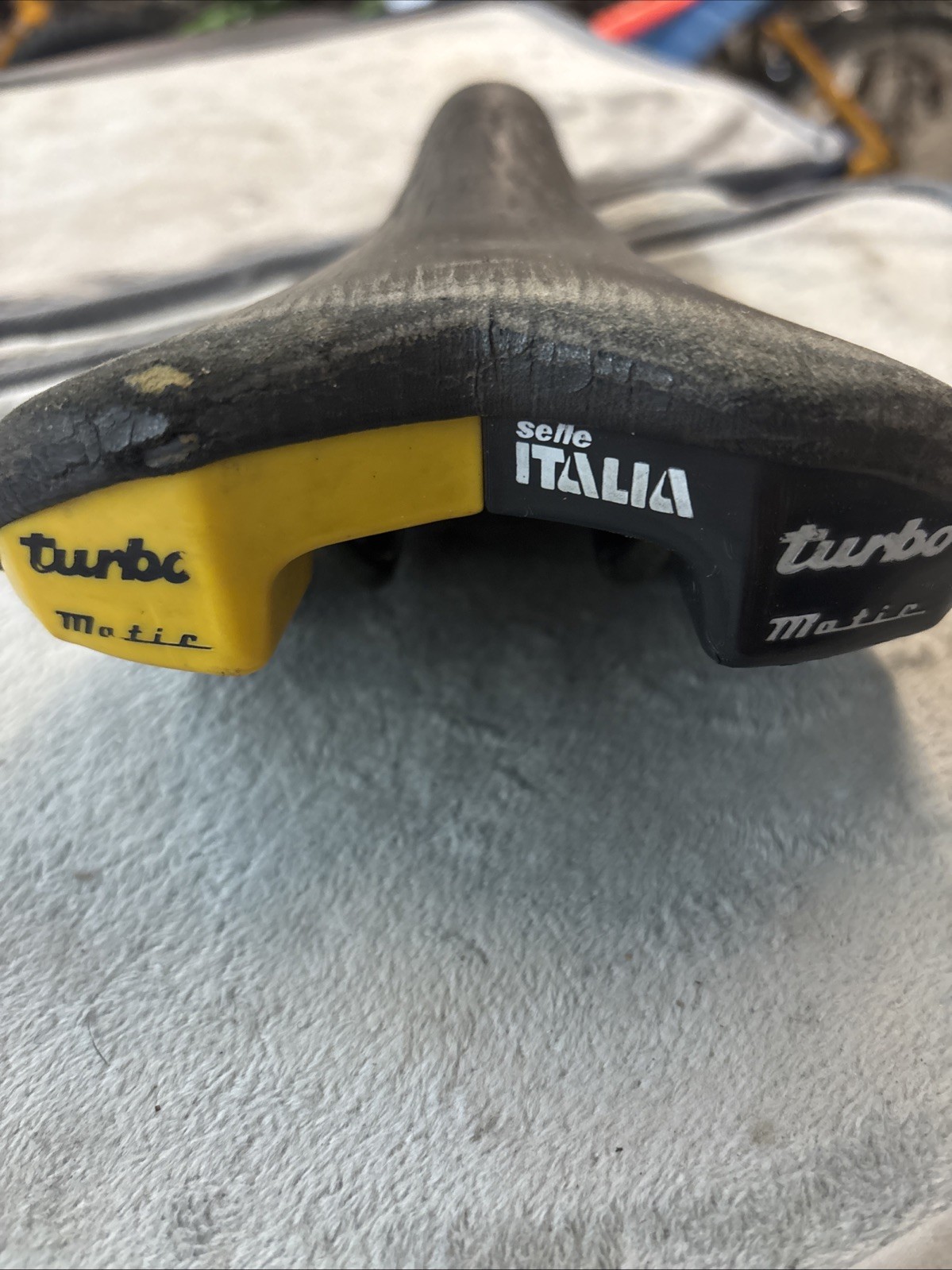 Selle Italia Turbo Matic Titanium Saddle Black Yellow Made in Italy Vintage Bike