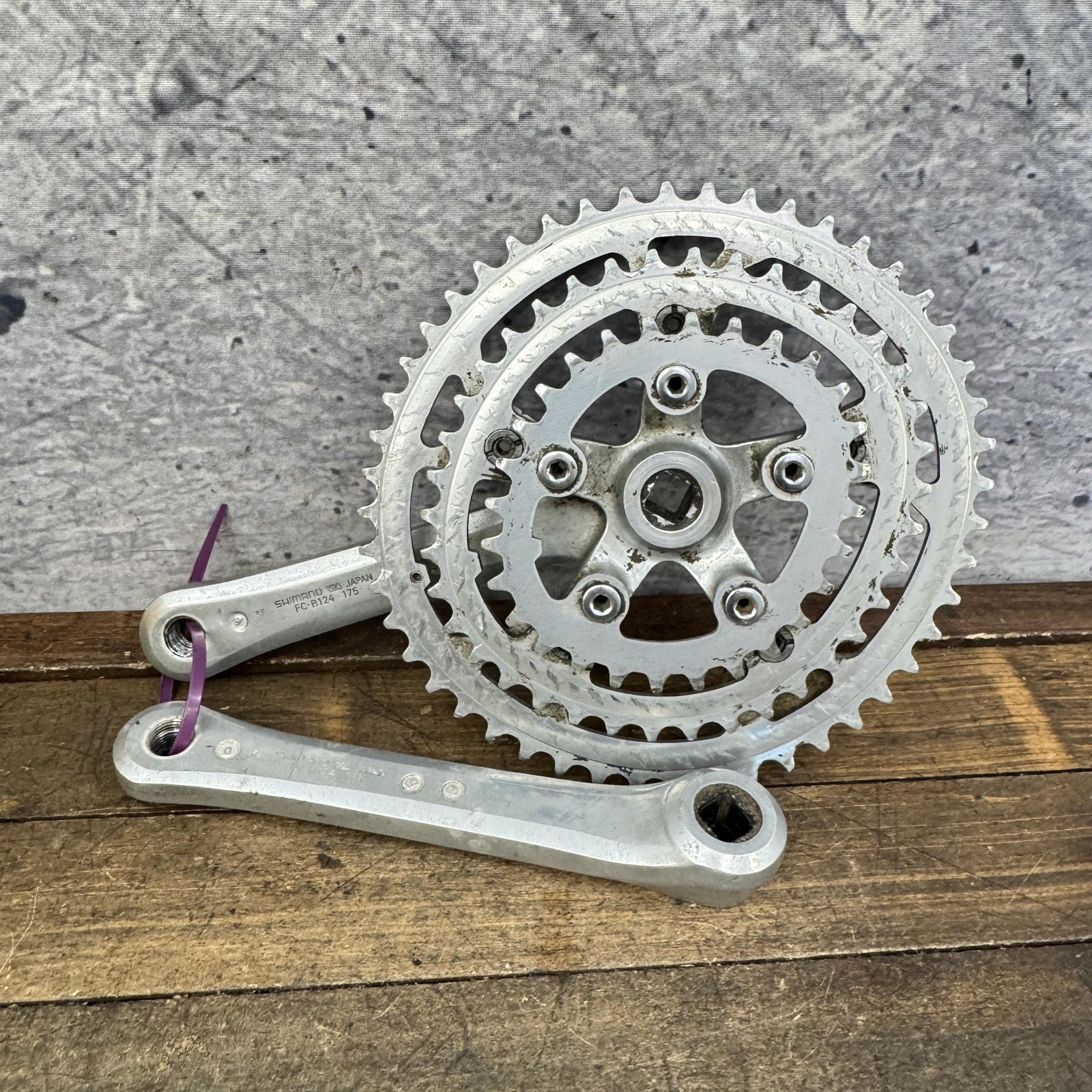 Vintage Shimano FC-B124 Crankset 175mm 110 BCD Biopace Triple Chainring MTB ATB