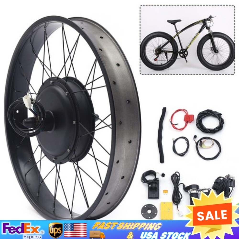 48V 26″ Fat Tire Electric Bicycle Snow Bike Motor Conversion Kit Rear Wheel LCD