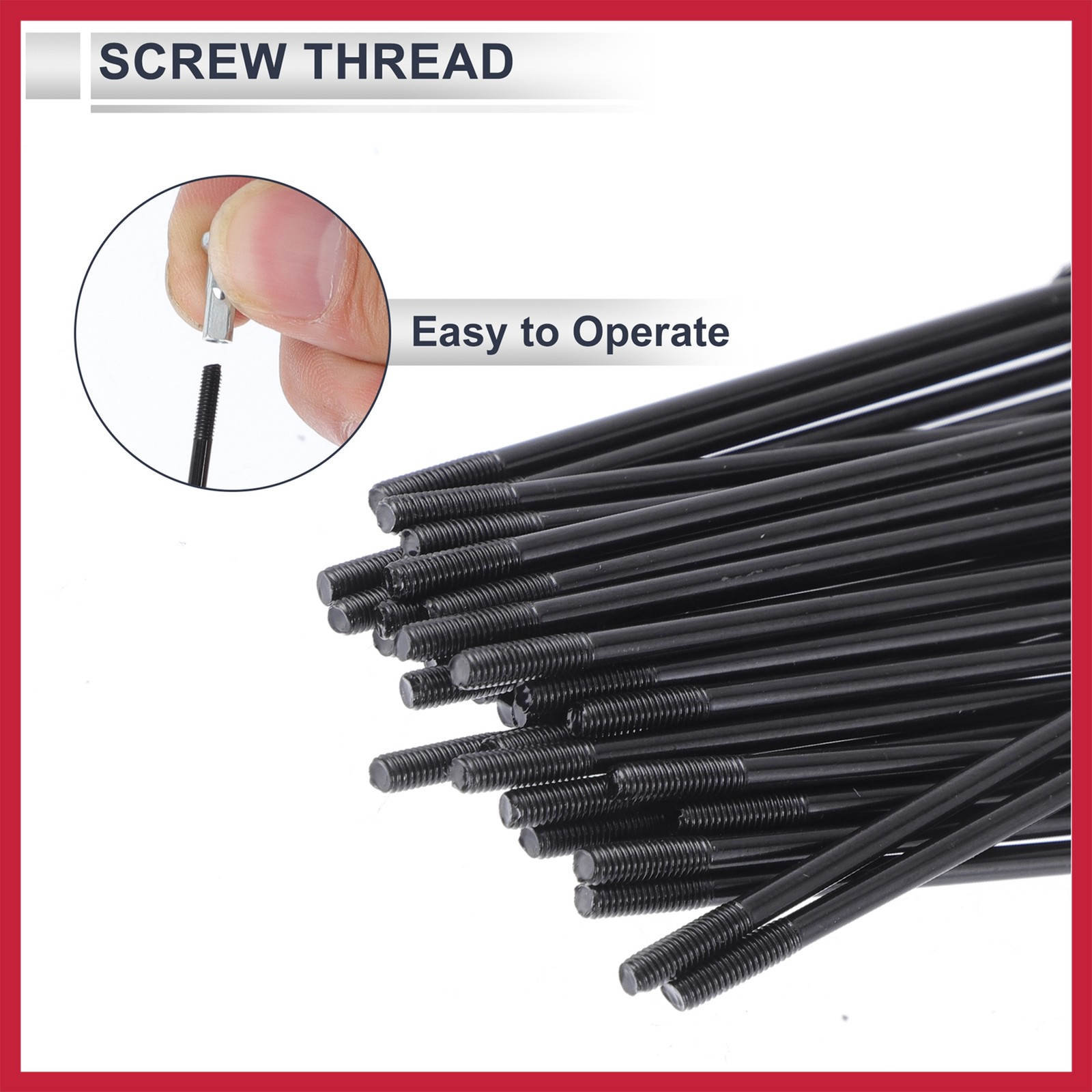1Set 13G 255mm Length Bicycle Spokes Nipple 45 Steel Black Universal