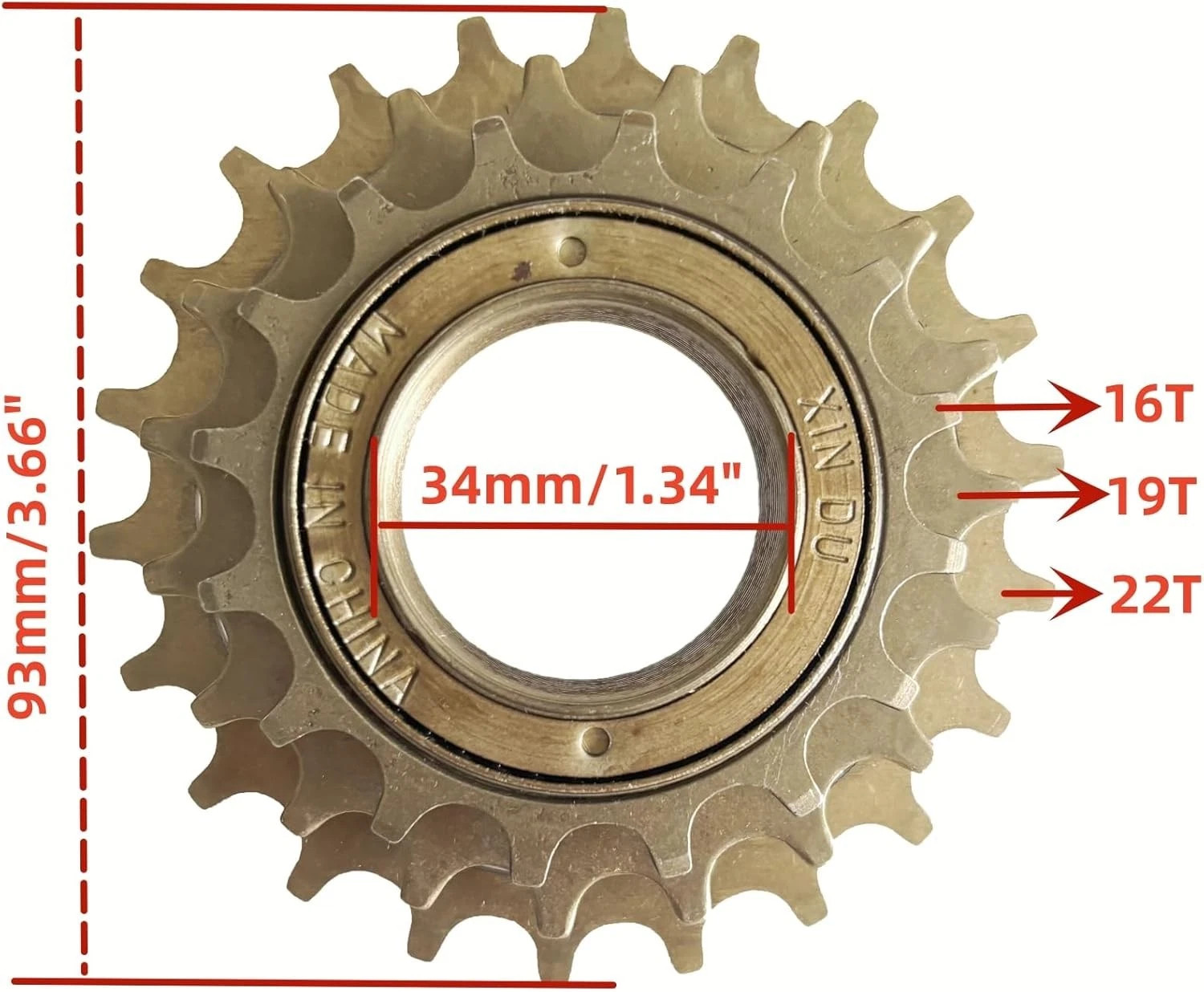 CDH 3 Speed Bike Freewheel 16-19-22T Threaded Bicycle Freehub Cogs Gear Sprocket
