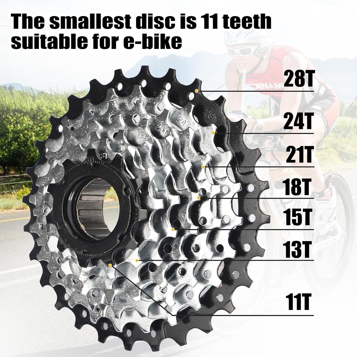 7/8 Speed E-Bike Freewheel 11-28 Teeth/11-32 Teeth Screw On 7 Speeds 11-28T