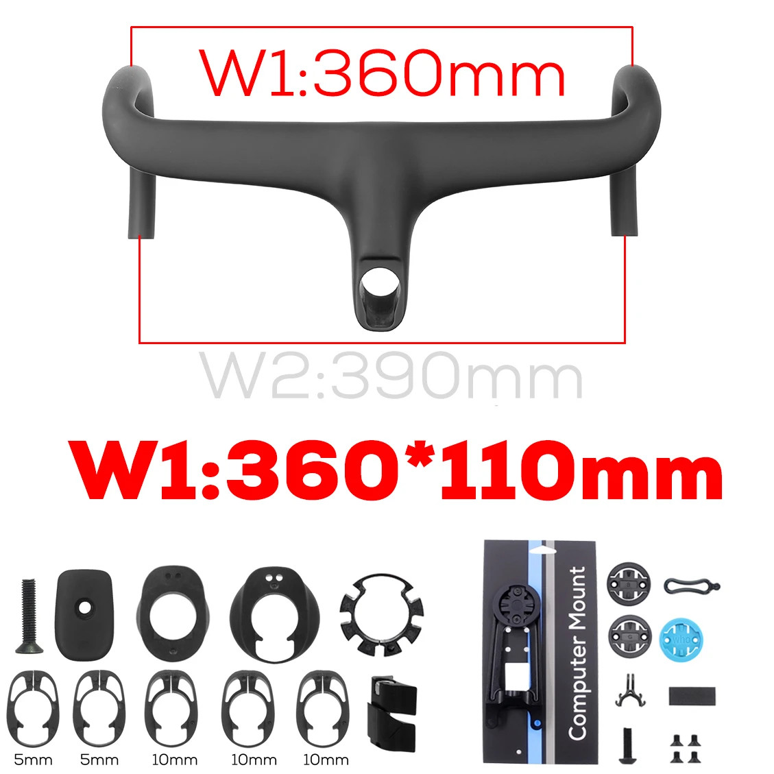 Carbon Internal Cable Integrated Road Bicycle Drop Bar 360-380mm with Spacers