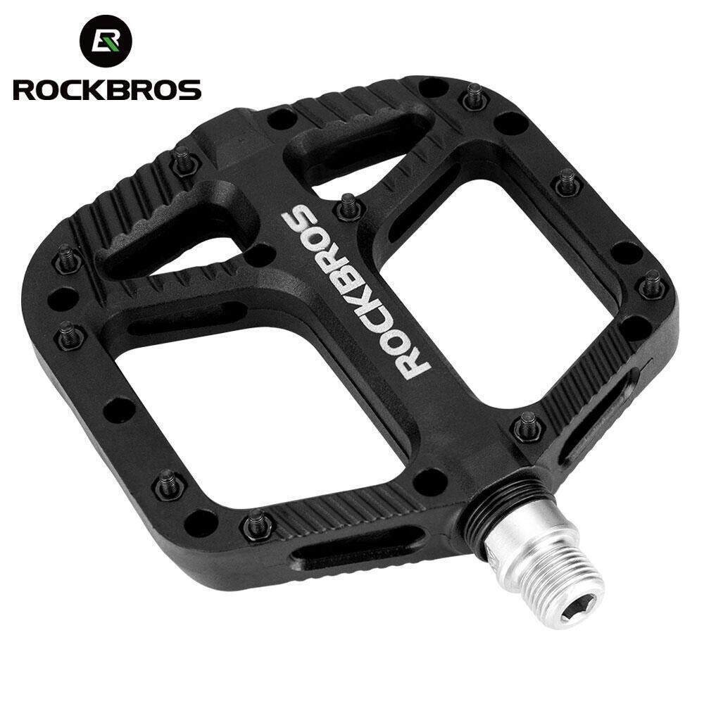 ROCKBROS Bicycle Nylon Pedals Bike Wide Flat No-slip Composite Bearing 9/16″ MTB