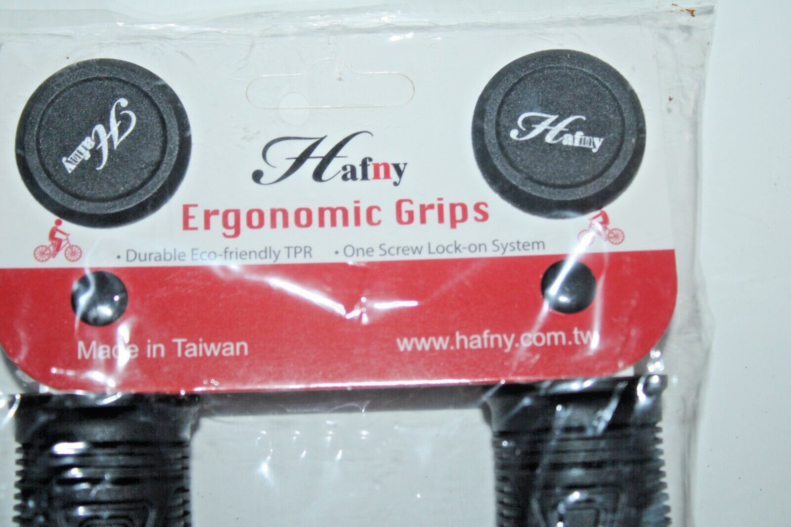 Hafny Ergonomic Lock-On Bike Handlebar Grip Set Black Ribbed HF220 Free Shipping