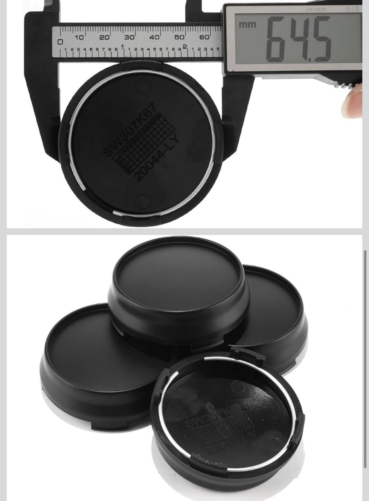 4PCS 66.8mm Wheel Center Caps for OD:66.8mm/2.63″, ID:64.5mm/2.54″ Matte Black