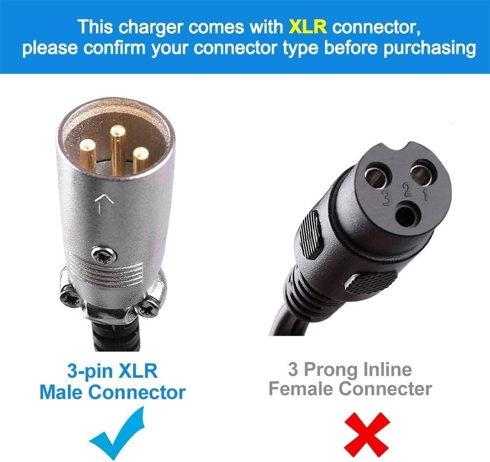 3 Wire 3-Pin XLR Charging Port Cable for E-Bike, E-Scooter, Mobility, Wheelchair