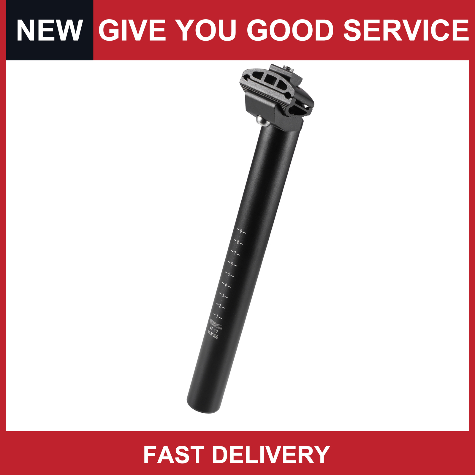 Universal 31.6x300mm Bike Seat Post Bicycle Mountain Bike Black Pack of 1