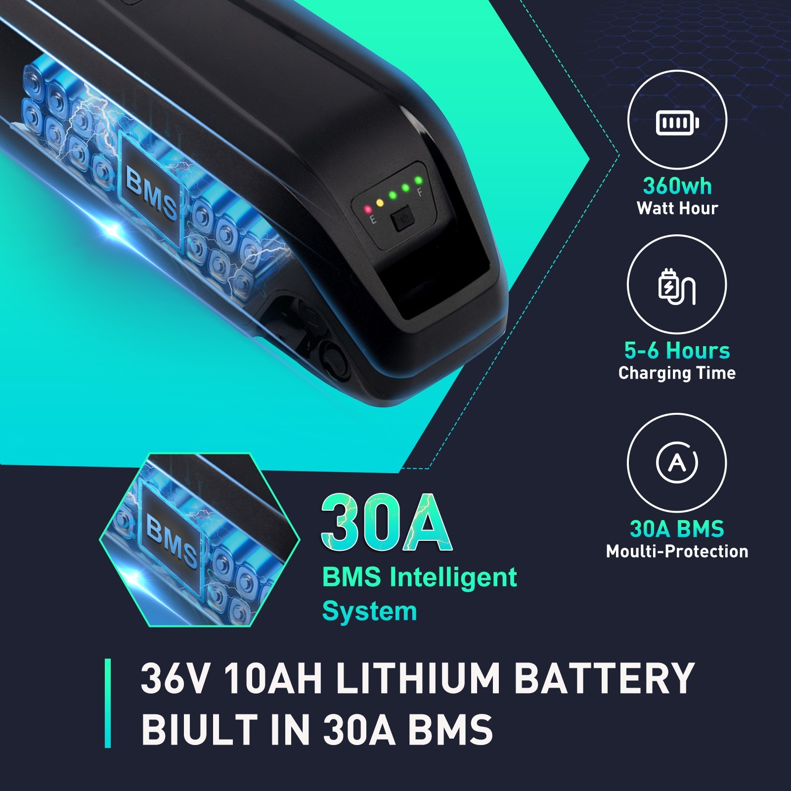 36V 10Ah Lithium Ebike Battery Lockable for 500W 750W 1000W Electric Bike Motor