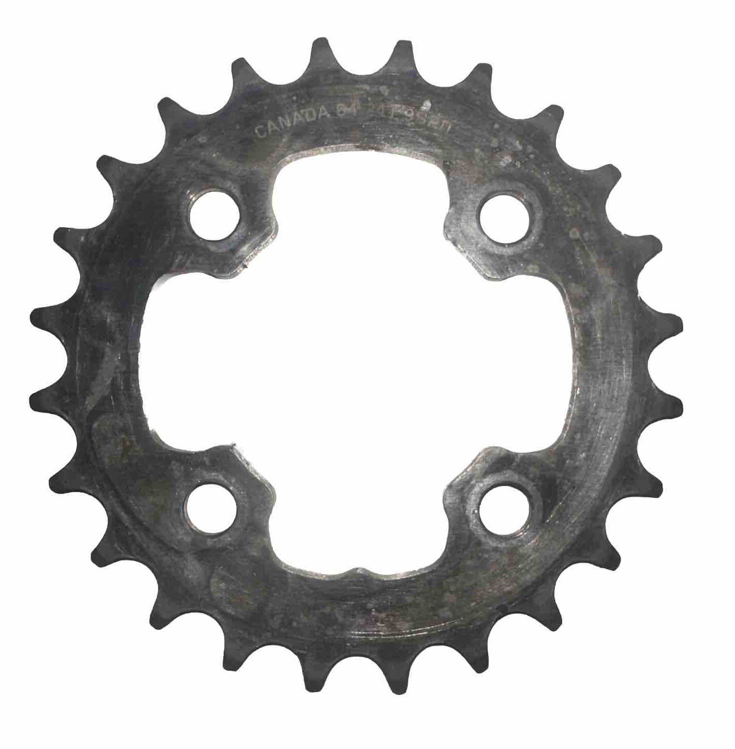 BlackSpire 6424 Chainring 24 Tooth 64 mm BCD 24t Silver Alloy Four Bolt 9 Speed