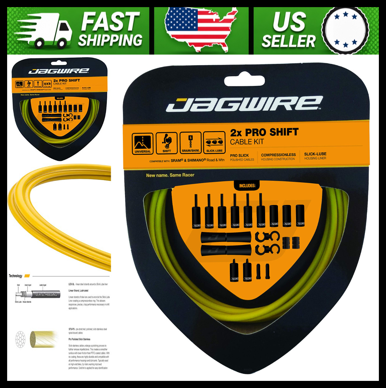 Jagwire – 2X Pro Universal Gear Shift Kit | for Road