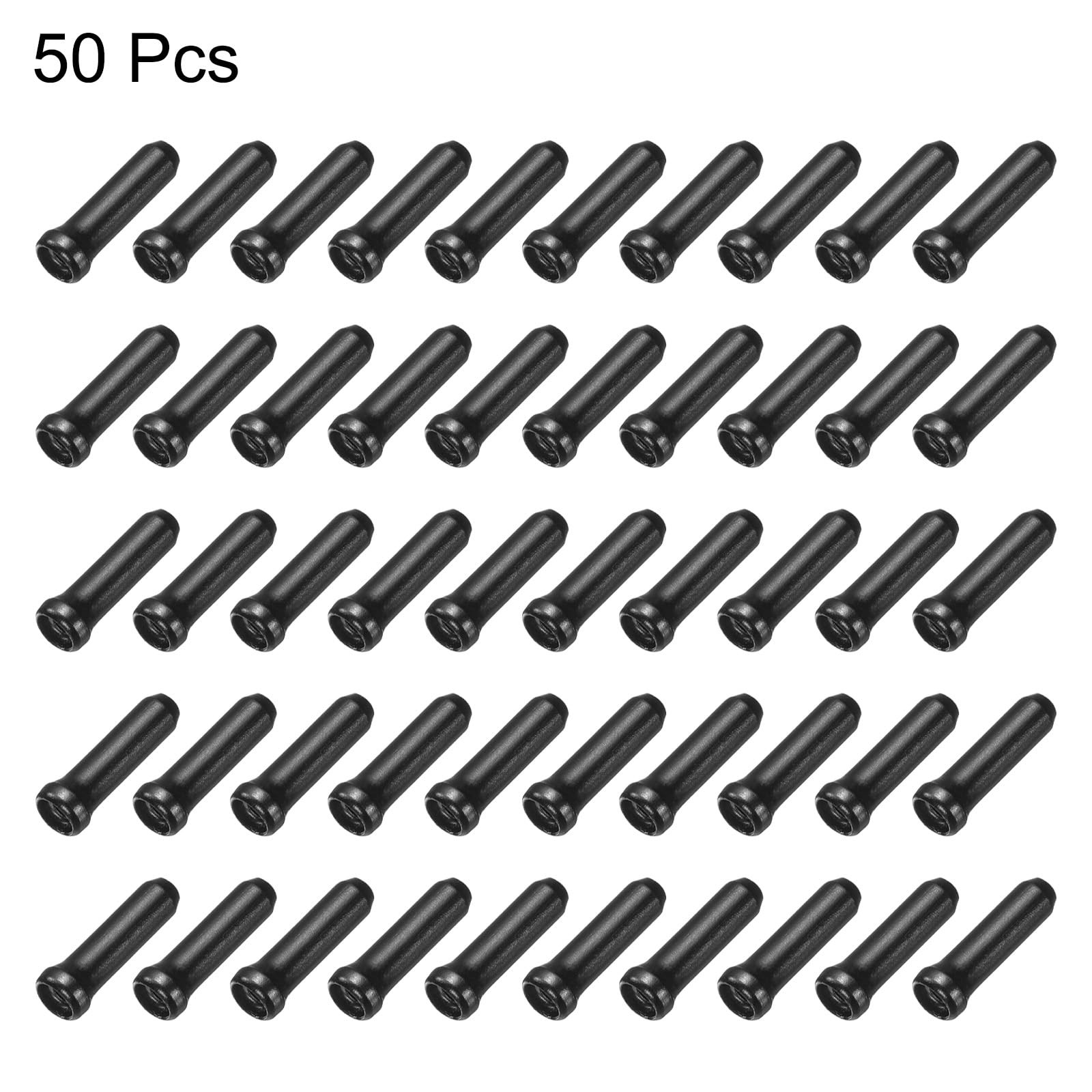 50 Pcs Bike Cable End Caps Set Aluminum Alloy 2mm Black Repair Accessories