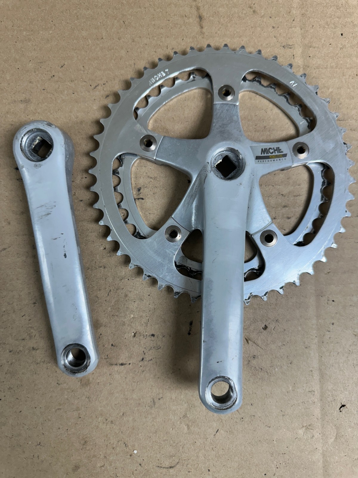 Vintage Miche Monolithic Junior Double Crankset, 145mm Arms, 47/39T, 116mm BCD