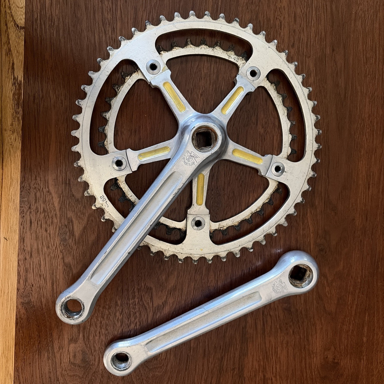 Vintage Ofmega Crankset, Alloy Race Eroica Strada 170mm 52-42