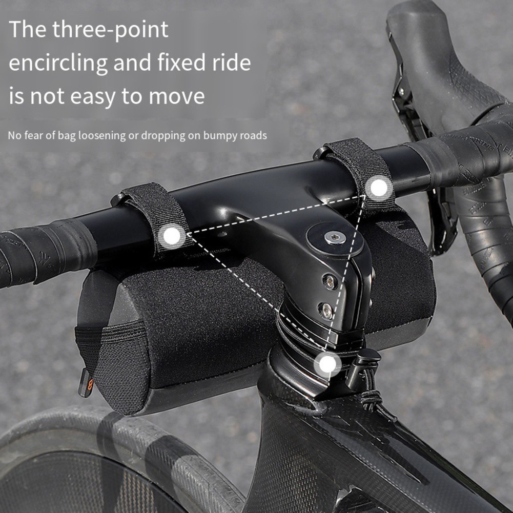 Spacious 1L Bike Handlebar Bag with Secure Attachment and Reflective Design