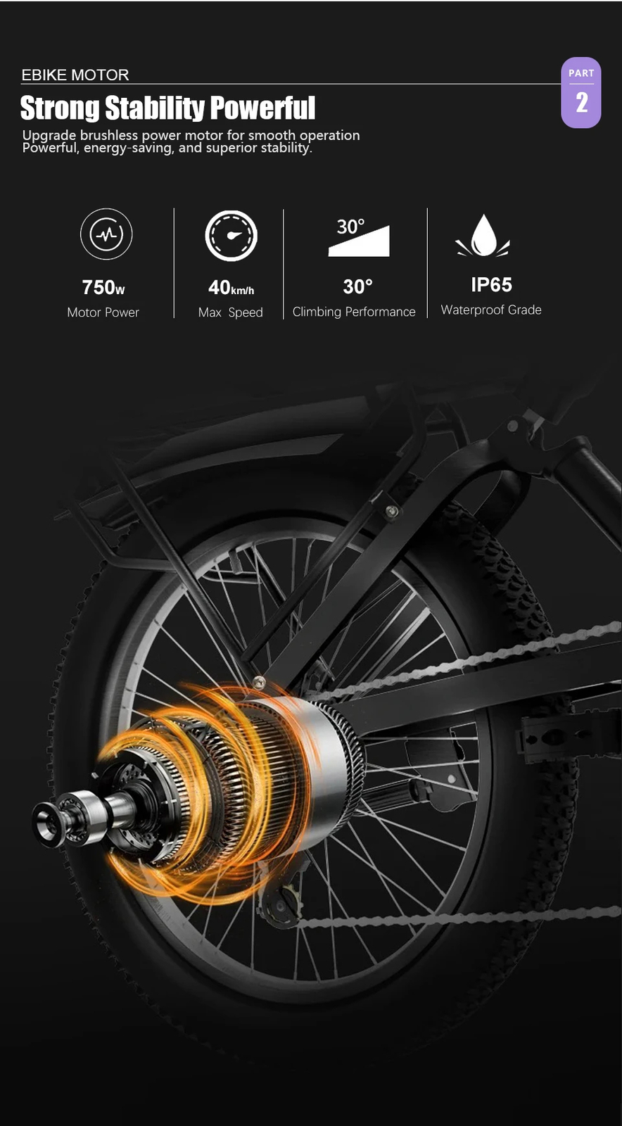 48V 750W E-Bike Conversion Kit 20 24 26er*4.0Tyre Rear Hub Motor Drive 40-50km/h