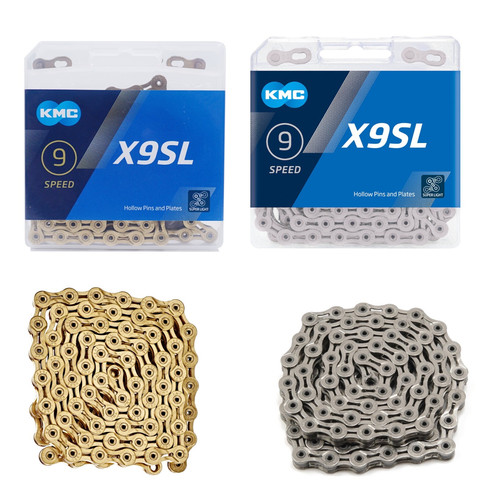 KMC X9SL 9-speed superlite Bike Chain choose TiN Gold or Silver fit Shimano SRAM