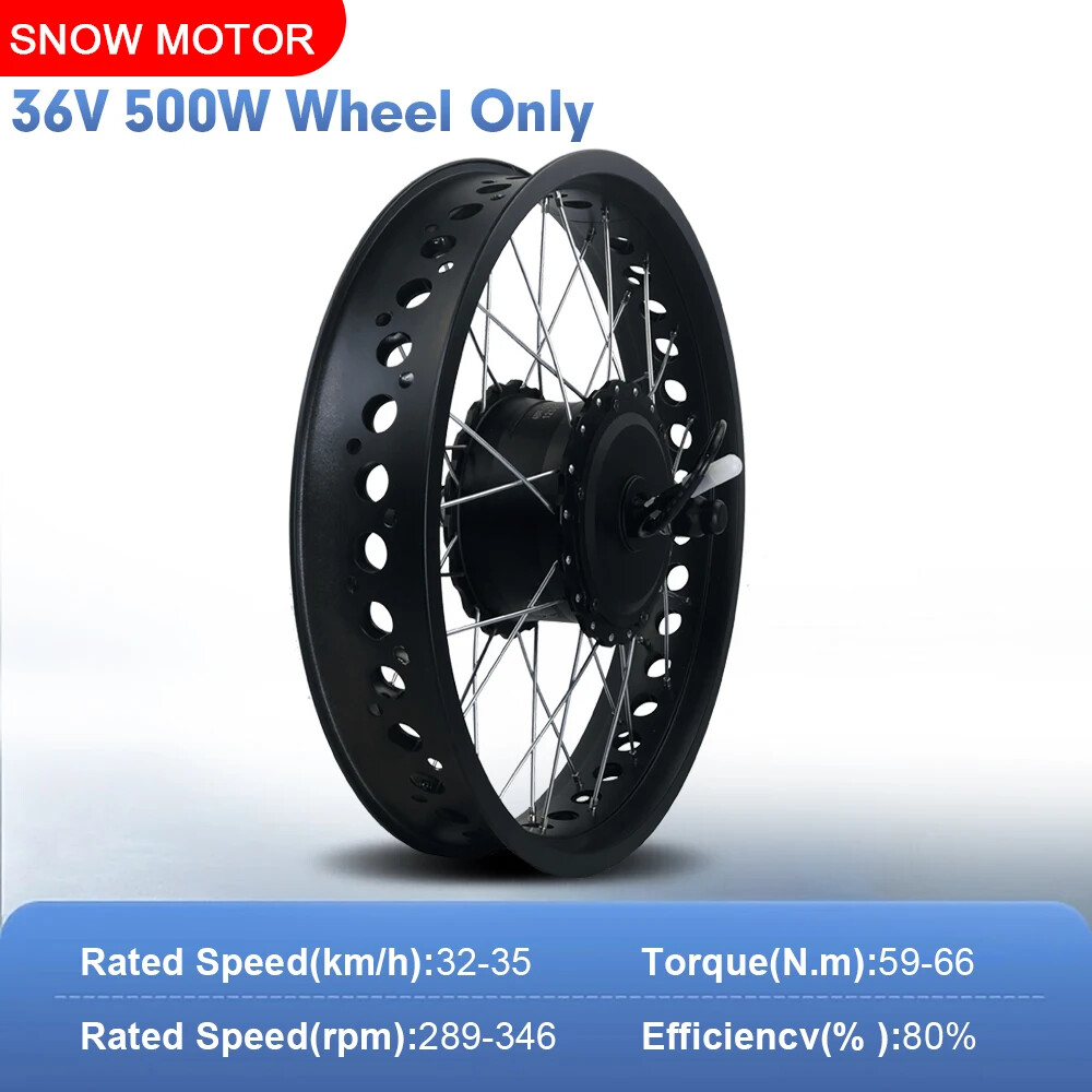 20/24/26In 36V 48V 500W Snow Ebike Fat Tire Brushless Gear Front Wheel Hub Motor