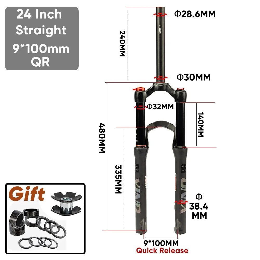 24Inch Travel 120/140mm Disc Brake Mountain Bike Front Suspension Air Fork