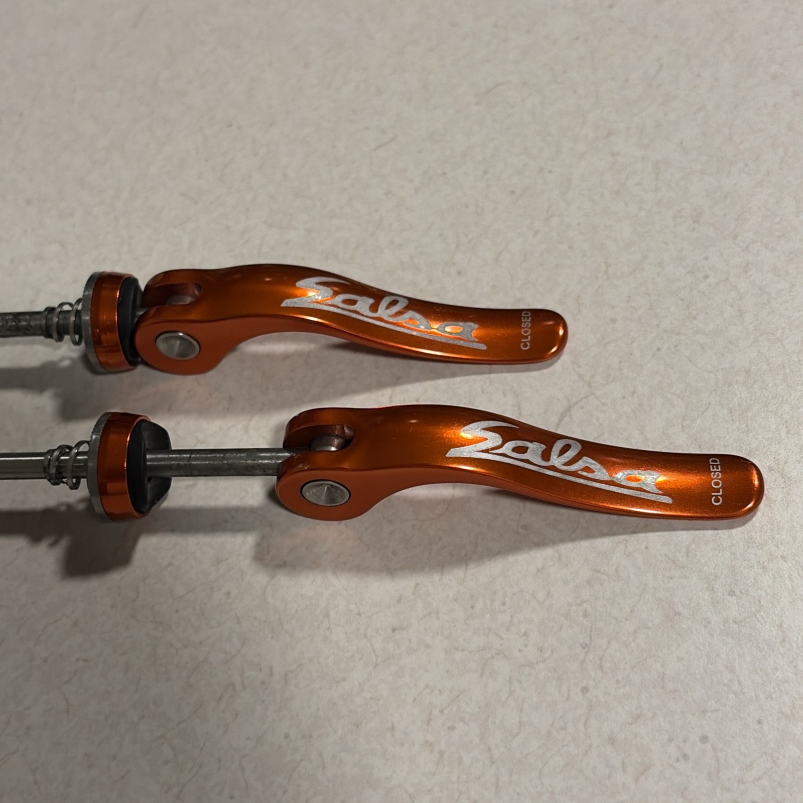 Salsa Orange Flip Off Front Rear Titanium Quick Release Skewer QRx100/135mm