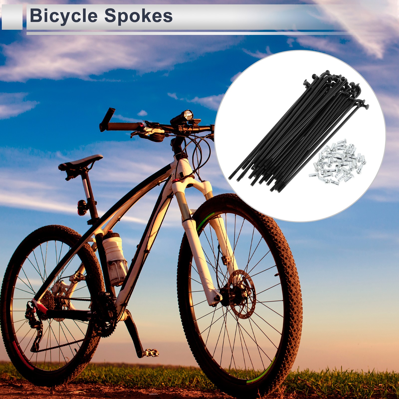 1 Set 12G 114mm Length Bicycle Spokes Nipple Carbon Steel Black Universal