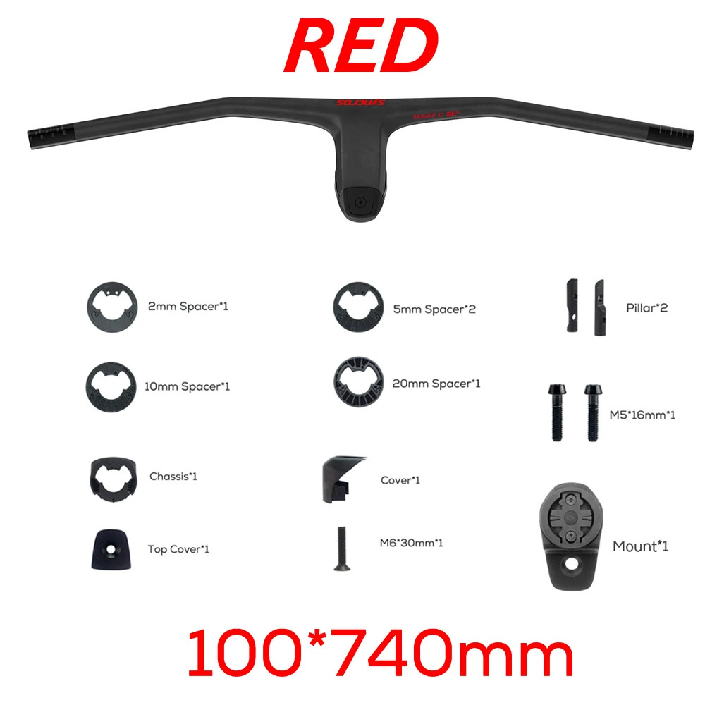 740MM -20° Degree Carbon Integrated Cockpit MTB Handlebar with Titanium Screws