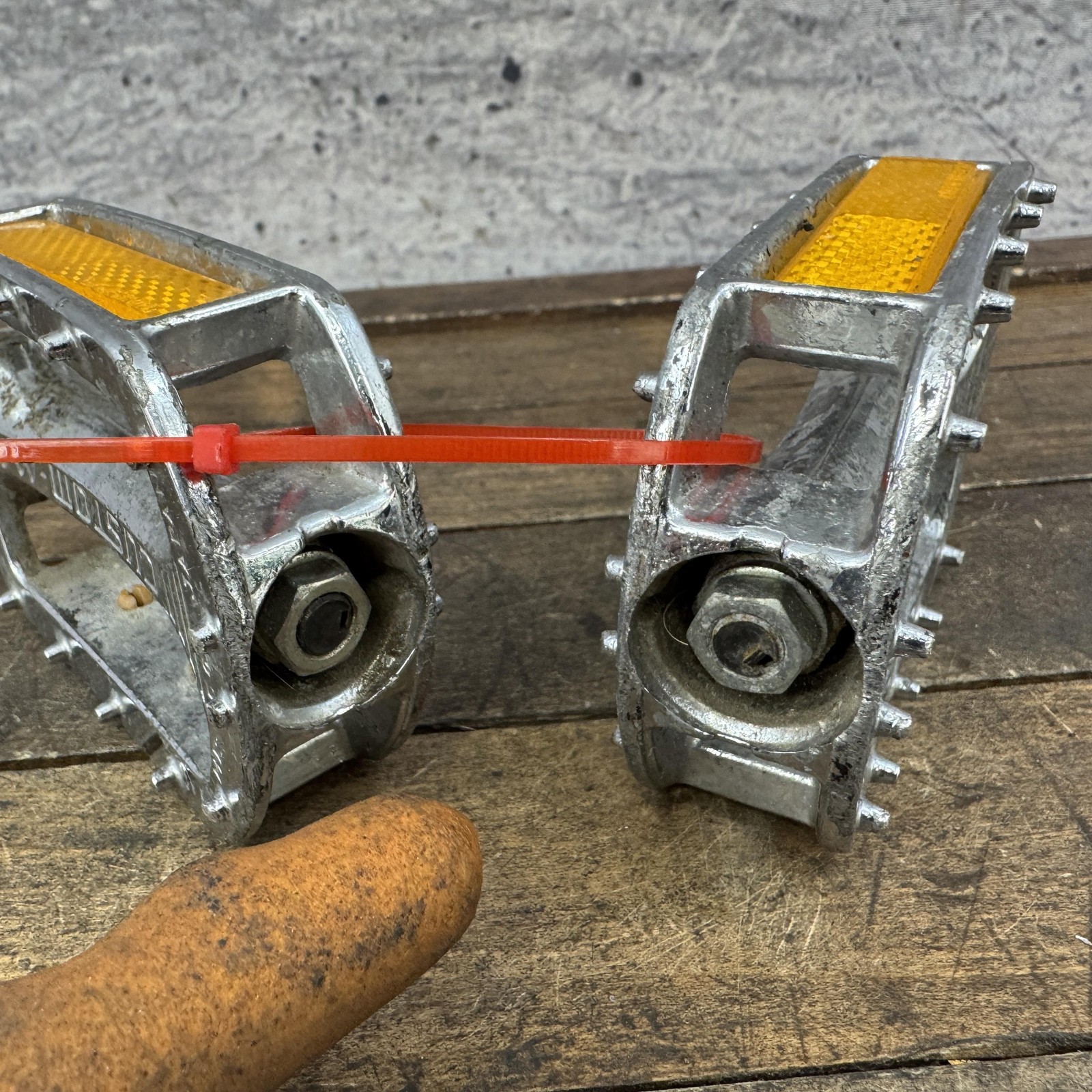 Vintage SR Custom-M BMX Pedals 9/16 Chrome Silver Pair Japan Old School 80s