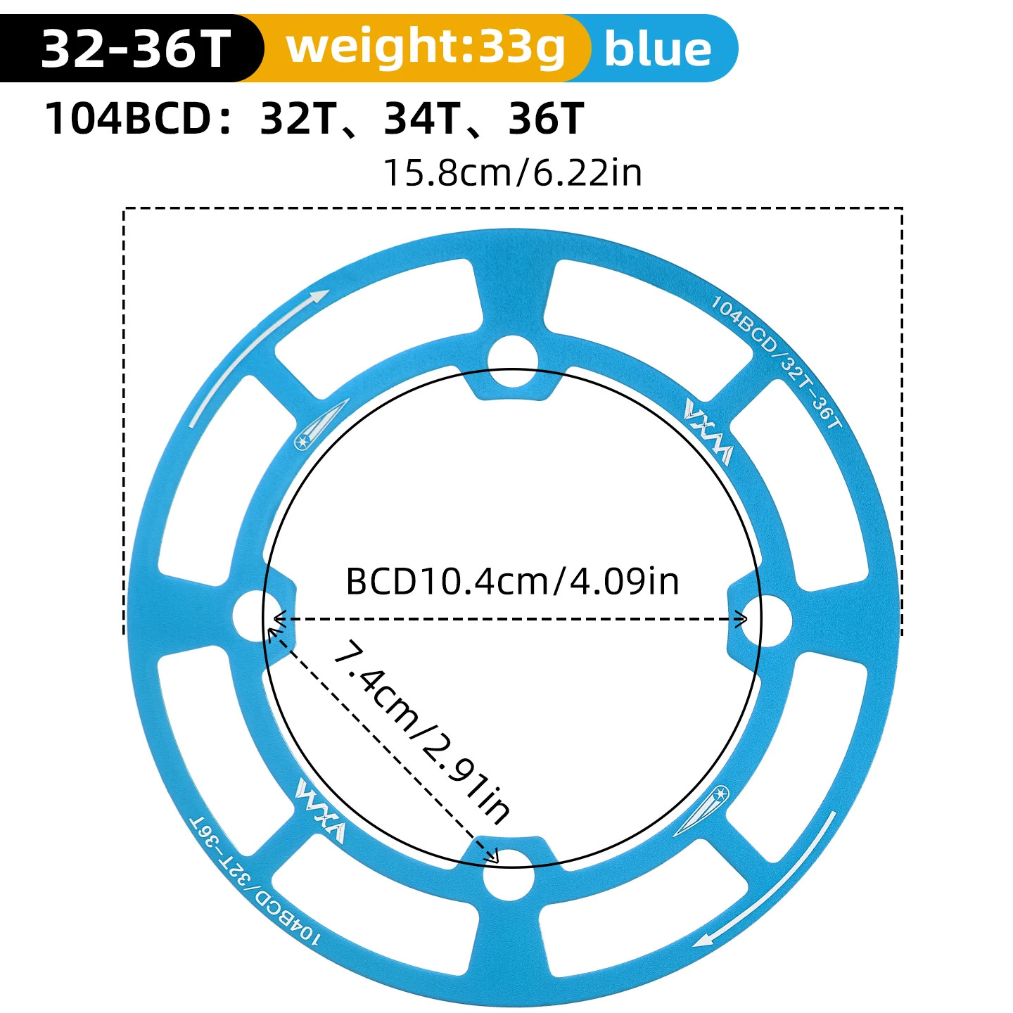 104BCD Bike Chainring Guard 32-42T Aluminum MTB Chainwheel Protector Cover