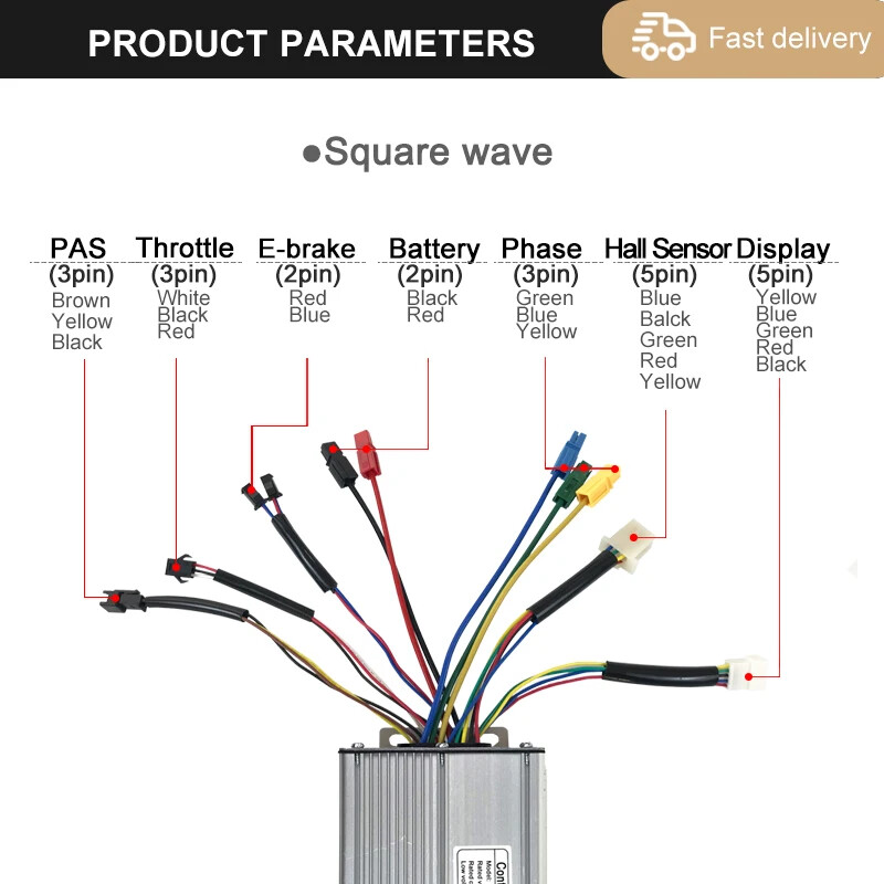 250W-3000W E-bike Controller 15A-50A Sinewave SquareWave Controller Motor
