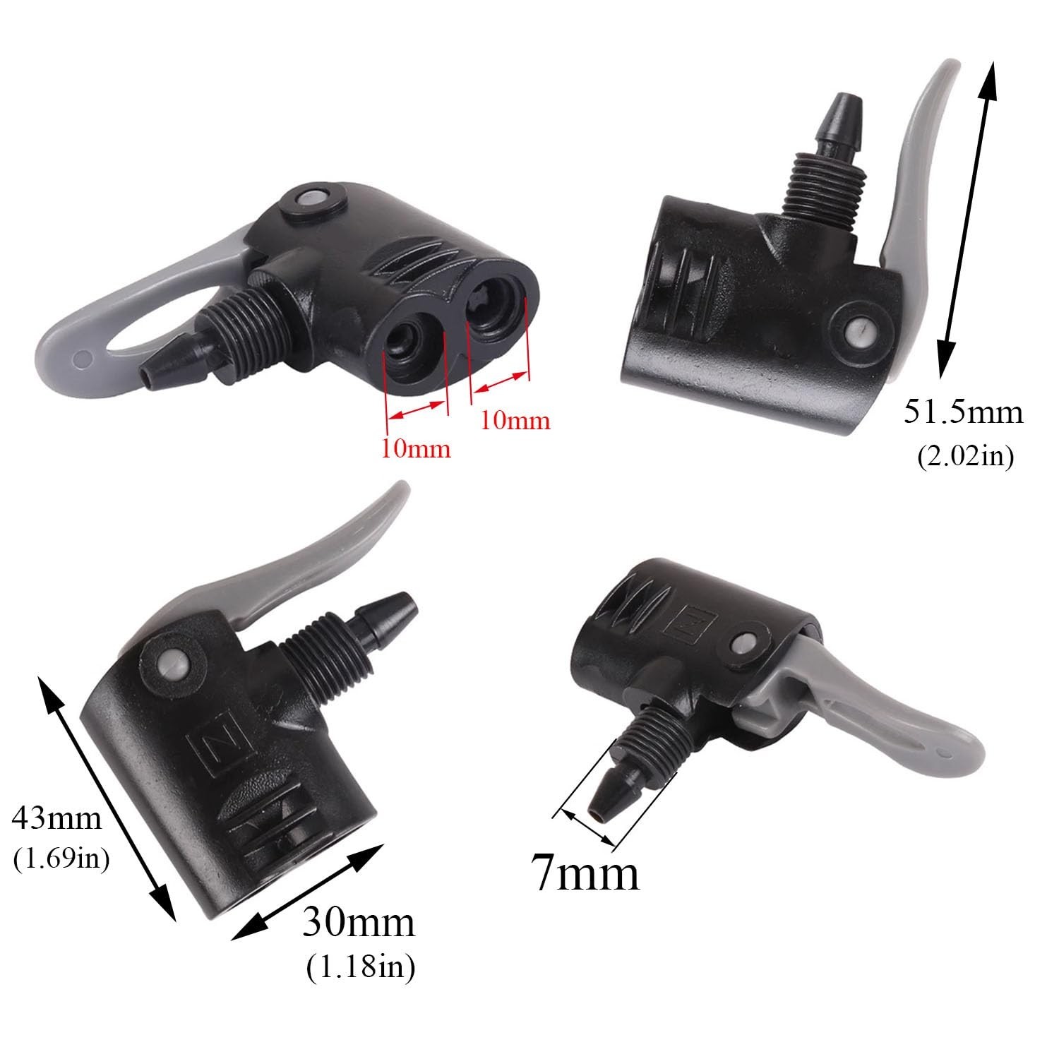 Black Dual Head Bike Pump Adapter Valve Quick Pump Fitting Replacement Nozzle…