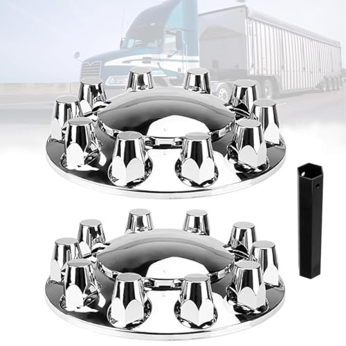 33mm Chrome Front Axle Wheel Cover Set for Semi Trucks ABS Plastic Standard