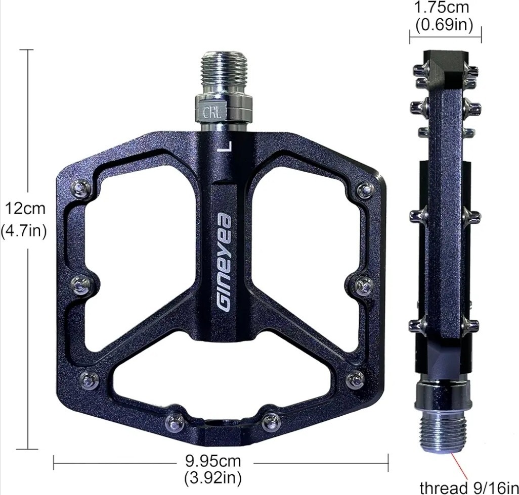 Gineyea Mountain / BMX Bike Pedals, Aluminum Alloy, 3 Sealed Bearings, Black