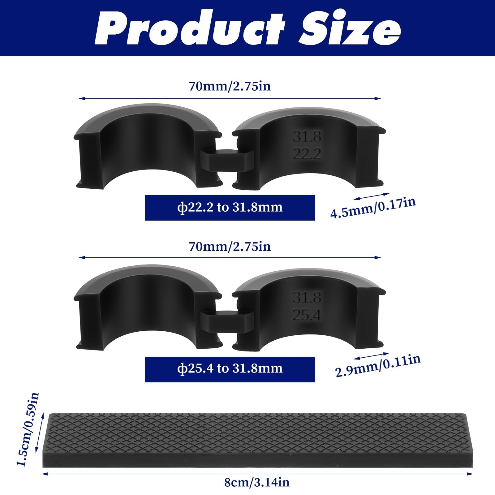 12PCS Anti-Vibration Bicycle Handlebar Rubber Gaskets & 2 Long Spacers, Non-Slip