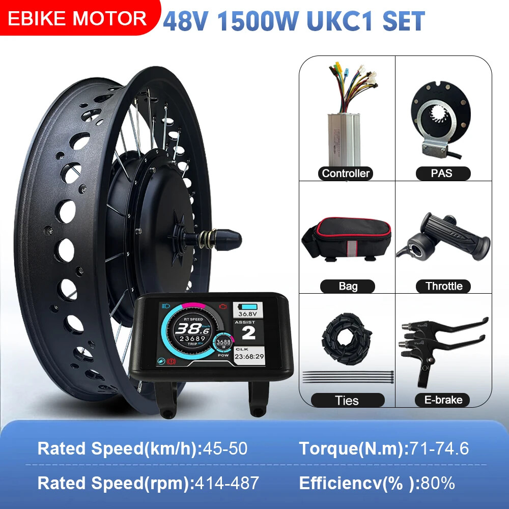 20/24/26inch E-bike Fat Tire Conversion Kit 48V 1500W Front Wheel Conversion Kit