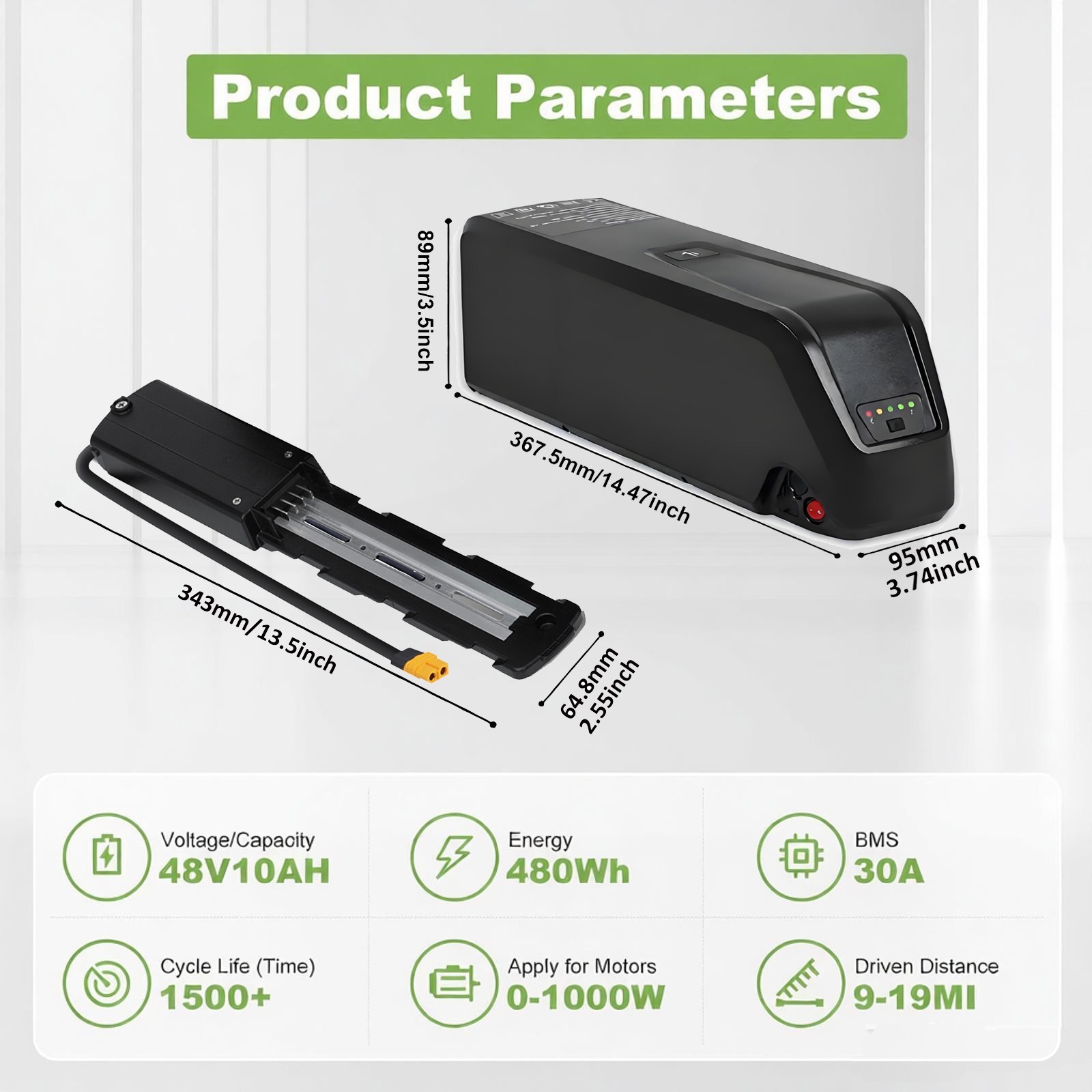 48V 10Ah 1000W Lithium Hailong Ebike Battery Electric Bike Battery with Charger